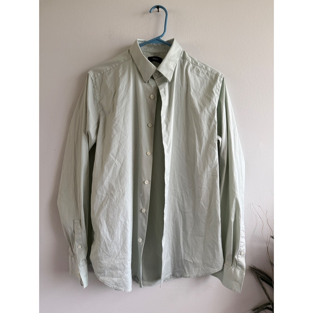 Theory Sylvain‎ O Precise 2 Mens Light Sage Green Button Down Shirt K014504R L